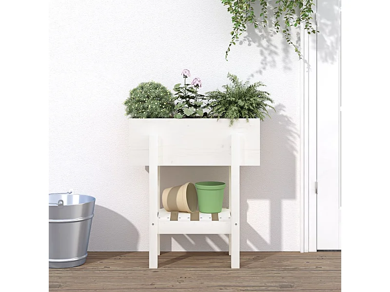 Vaso/floreira de jardim 62x30x69 cm pinho maciço branco PT223936