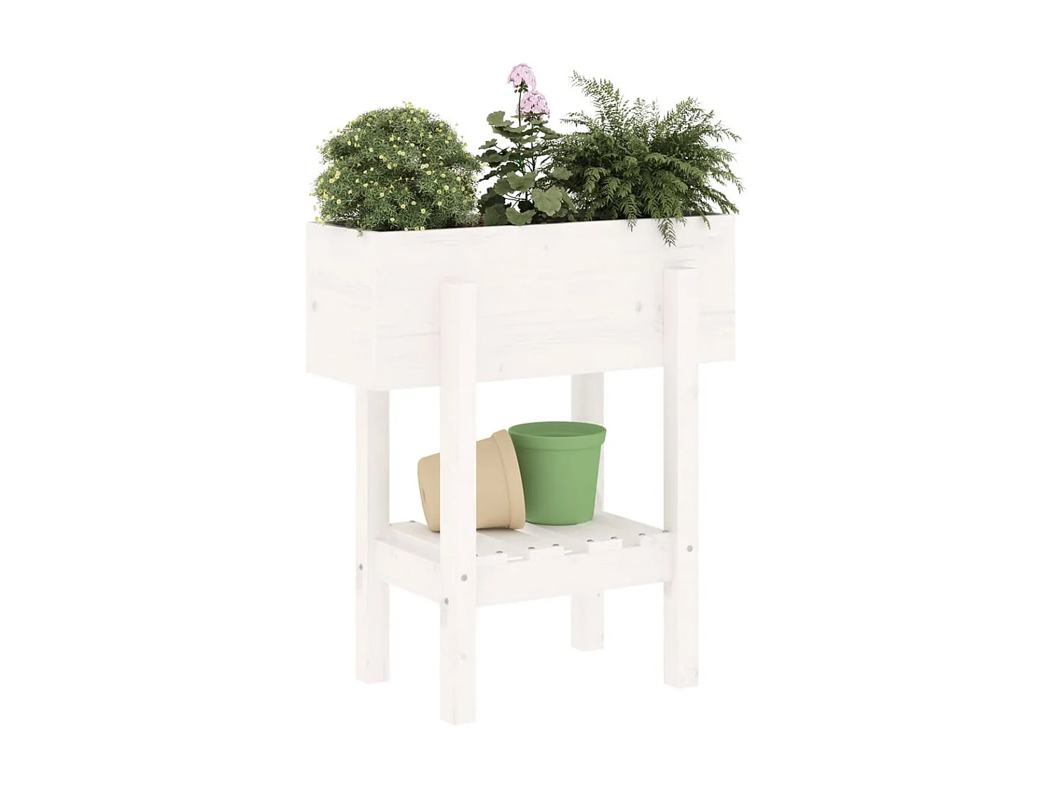 Vaso/floreira de jardim 62x30x69 cm pinho maciço branco PT223936