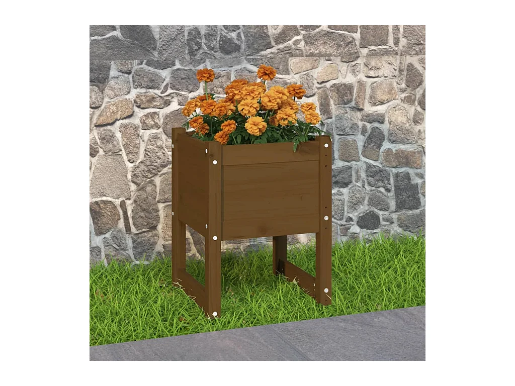 Jardinière Marron miel 40x40x52,5 cm Bois massif de pin BE3506