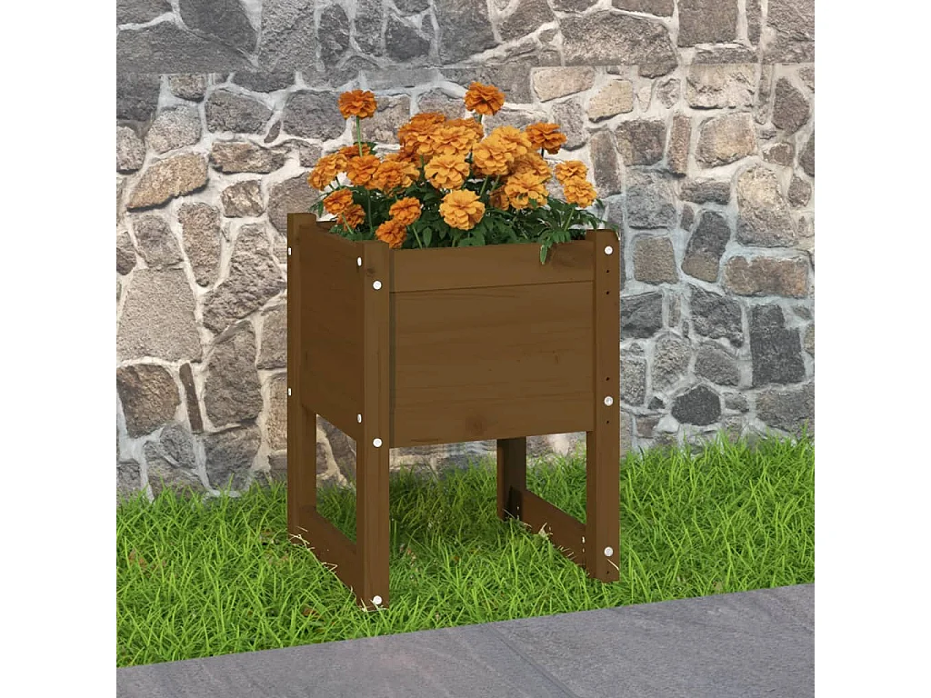 Jardinière Marron miel 40x40x52,5 cm Bois massif de pin BE3506