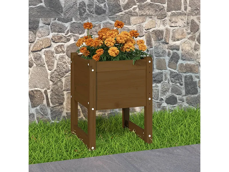 Jardinière Marron miel 40x40x52,5 cm Bois massif de pin BE3506
