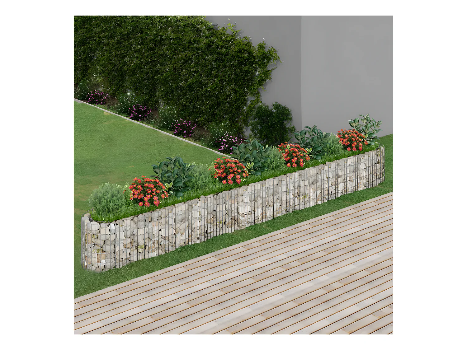 Arriate de gaviones de hierro galvanizado 470x50x50 cm ES56292
