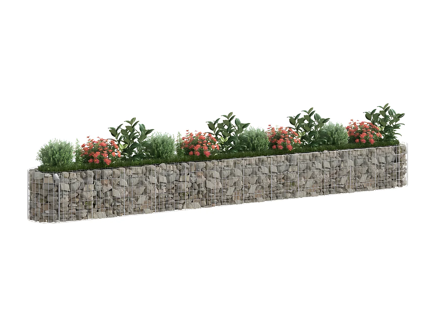 Canteiro elevado/cesto gabião 470x50x50 cm ferro galvanizado PT652194