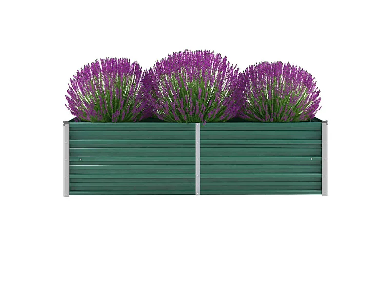 Jardinera de jardín de acero galvanizado verde 160x40x45 cm ES98718
