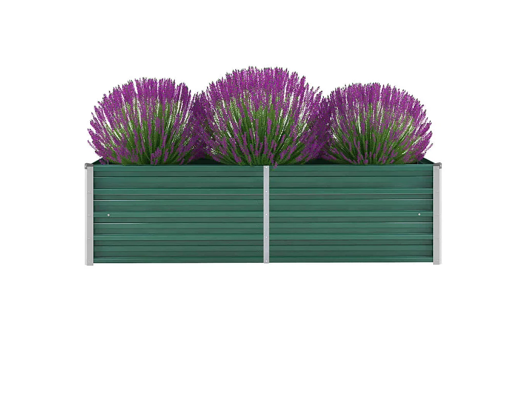 Jardinera de jardín de acero galvanizado verde 160x40x45 cm ES98718