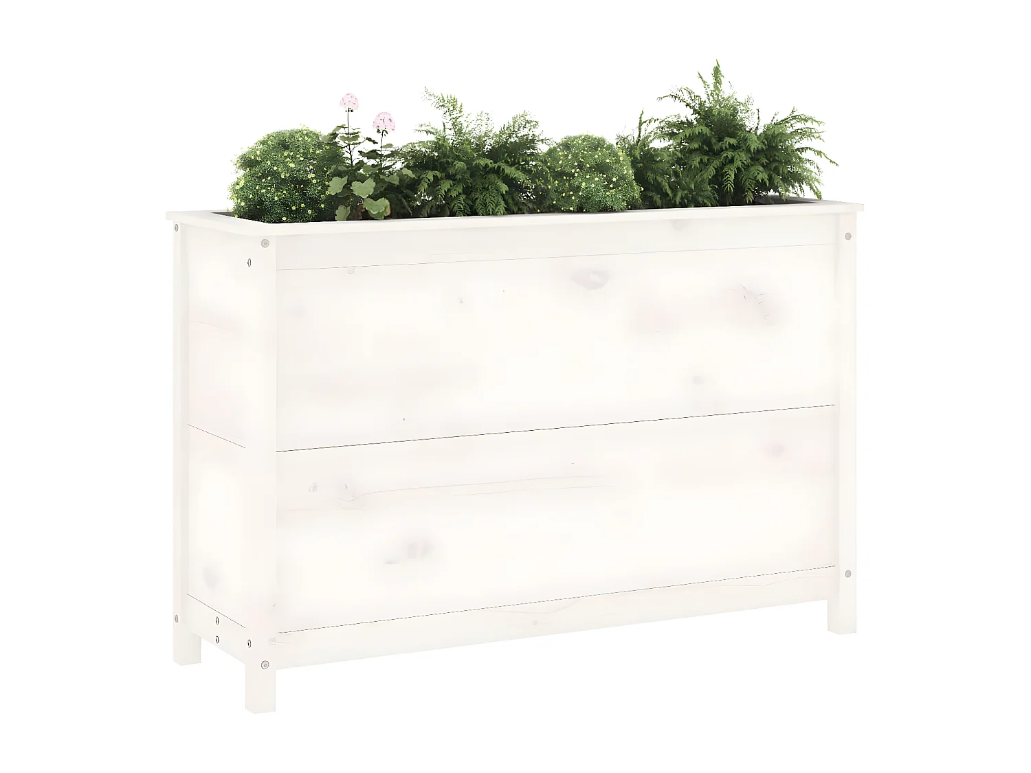 Plantenbak verhoogd 119,5x40x78 cm massief grenenhout wit