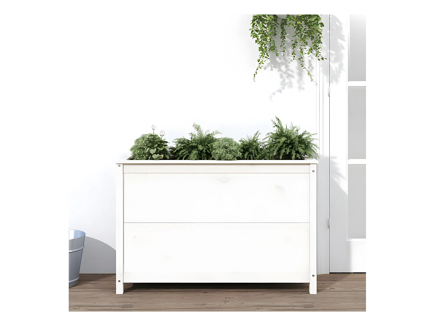 Jardinera elevado de jardín madera de pino blanco 119,5x40x78 cm ES65410
