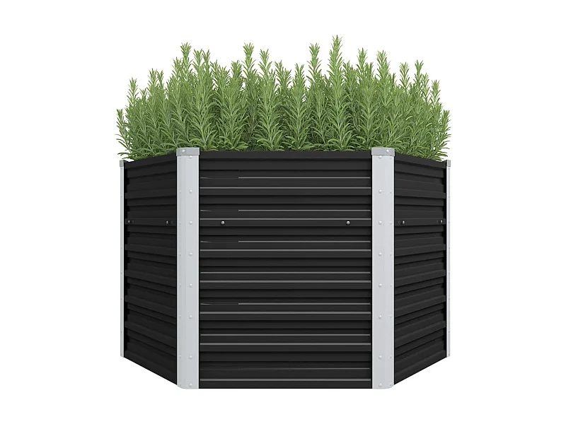 Jardinera de acero galvanizado gris antracita 129x129x77 cm ES42525