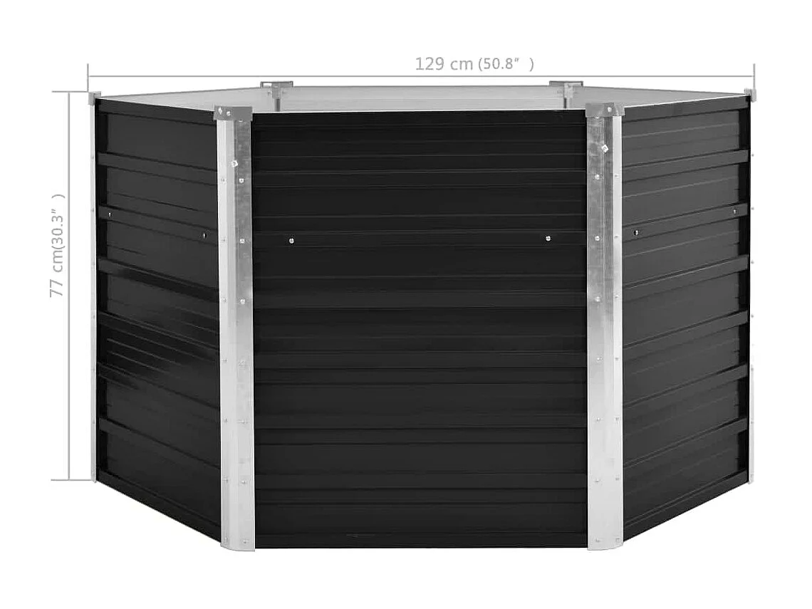 Jardinera de acero galvanizado gris antracita 129x129x77 cm ES42525