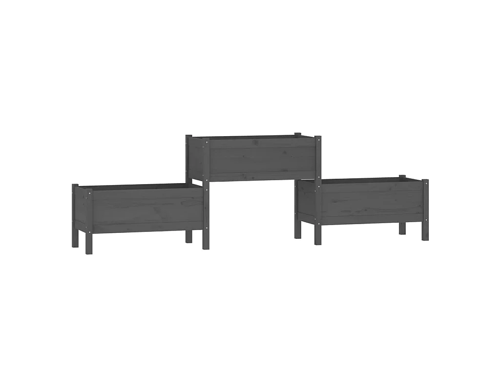 Jardinière Gris 245,5x44x75 cm Bois massif de pin BE4757