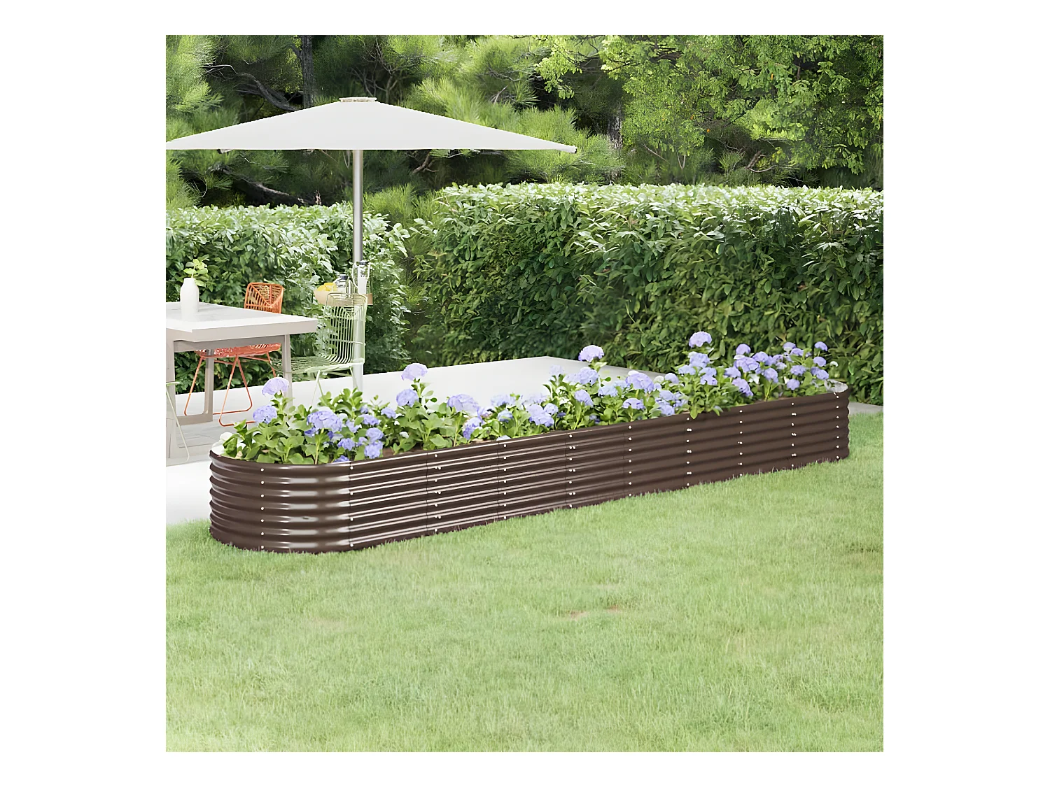 Plantenbak 368x80x36 cm gepoedercoat staal bruin