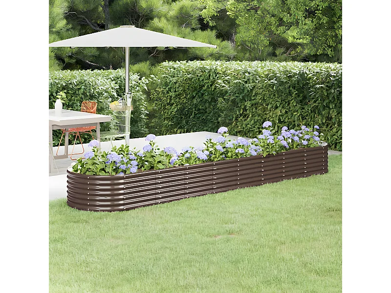 Plantenbak 368x80x36 cm gepoedercoat staal bruin