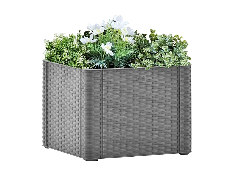 Jardinera con sistema de riego automático gris 43x43x33 cm ES63573