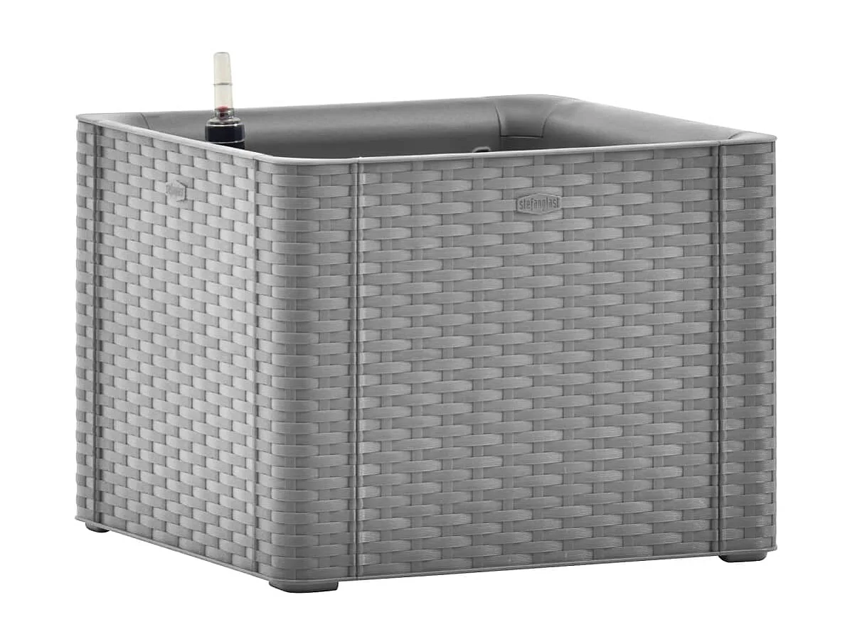 Jardinera con sistema de riego automático gris 43x43x33 cm ES63573
