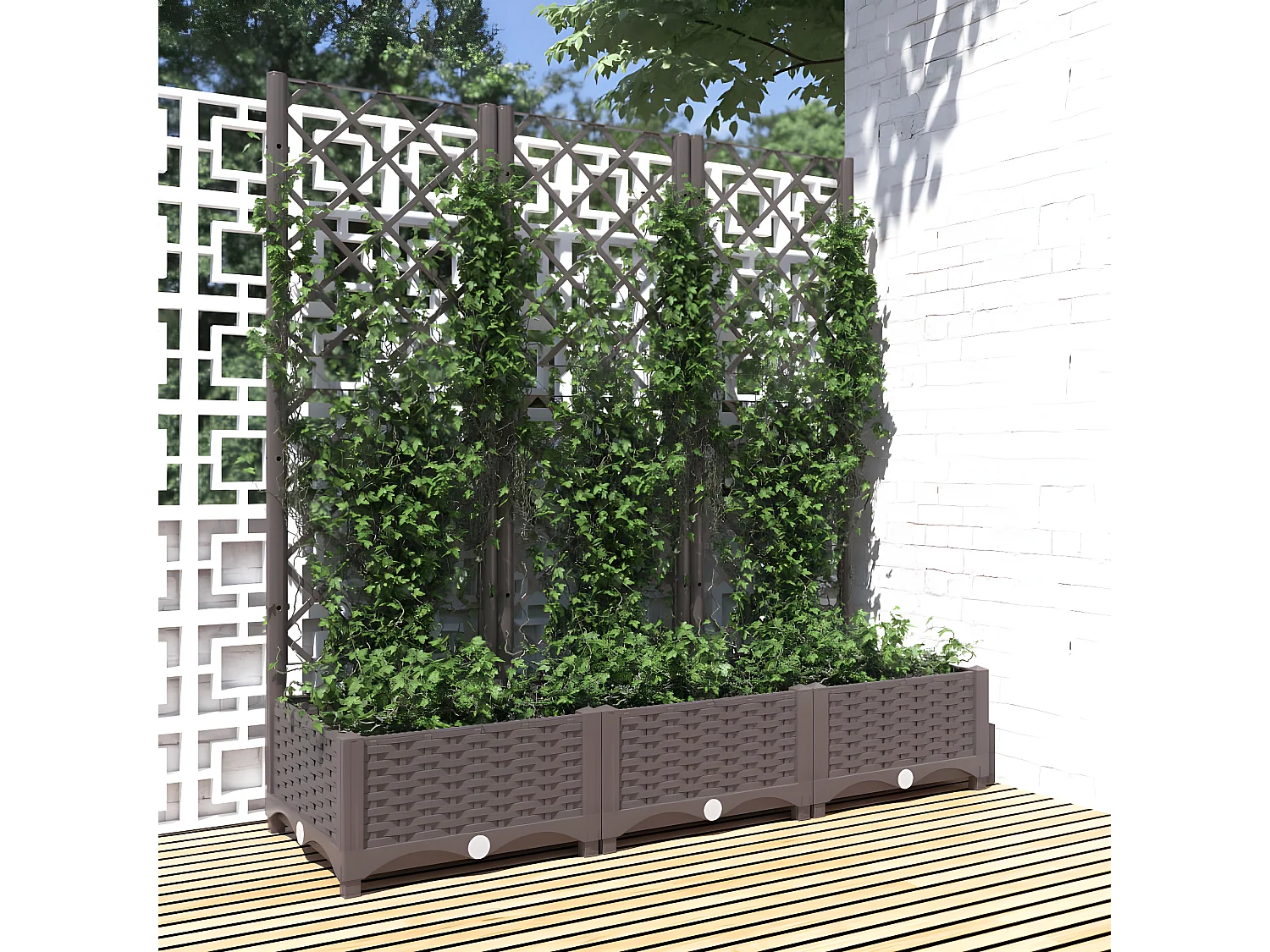 Jardinière avec treillis Marron 120x40x121,5 cm PP BE4089