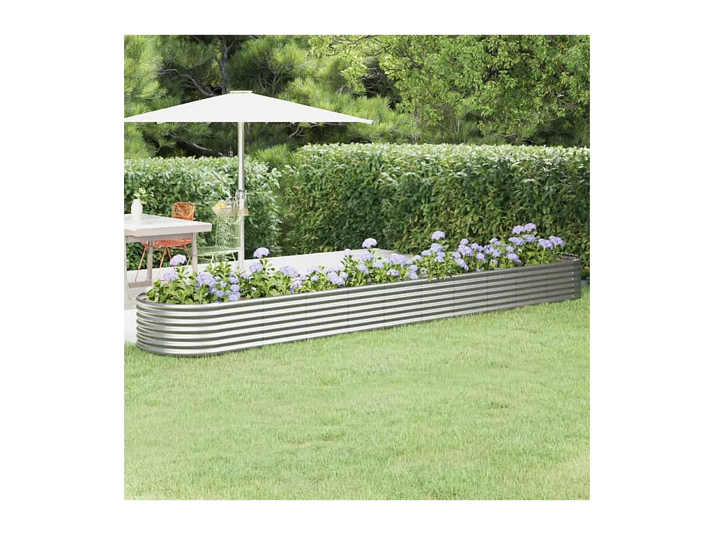 Jardinera arriate acero recubrimiento polvo plata 440x80x36 cm ES36680