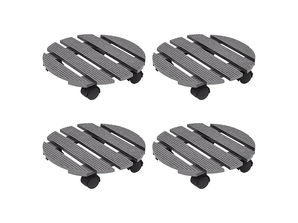 Chariots à plantes 4 pcs Gris Ø30x7,5 cm WPC BE8754