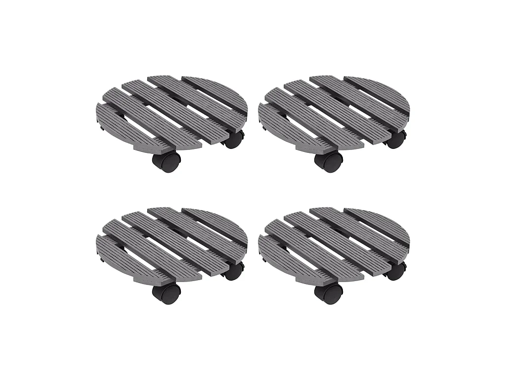 Chariots à plantes 4 pcs Gris Ø30x7,5 cm WPC BE8754
