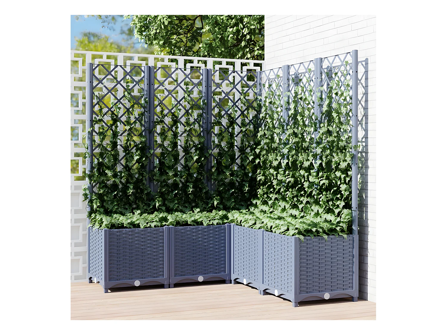 Jardinière avec treillis Gris foncé 120x120x136 cm PP BE7935