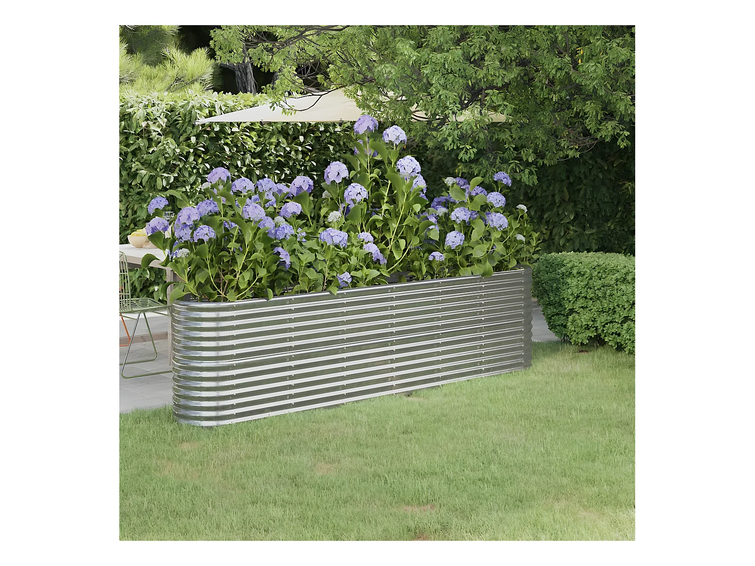 Jardinera arriate acero recubrimiento polvo plata 260x40x68 cm ES14171