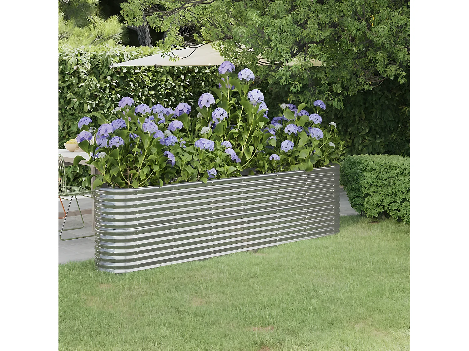 Jardinera arriate acero recubrimiento polvo plata 260x40x68 cm ES14171