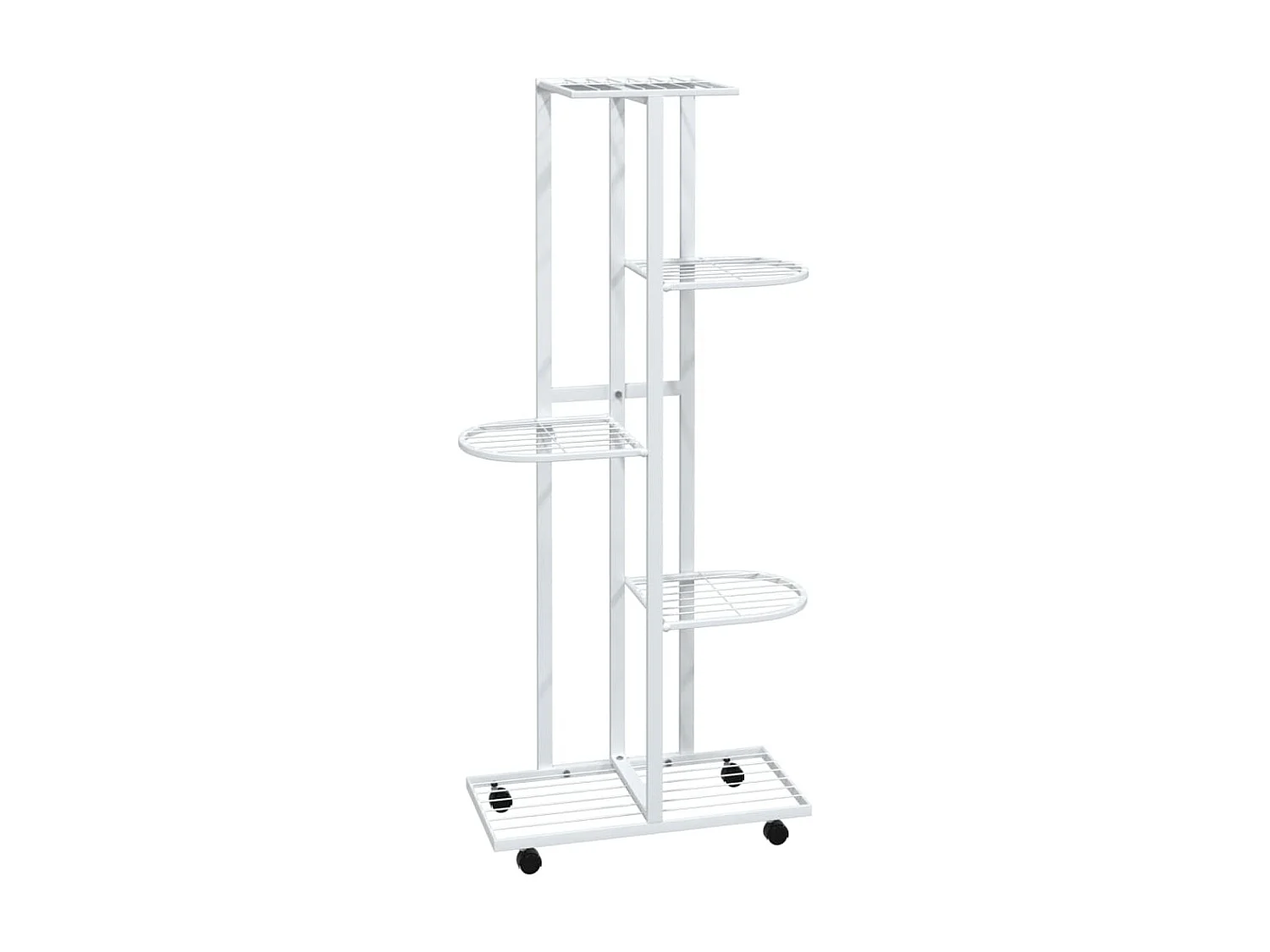 Jardinière à 5 niveaux avec roues 44x23x100 cm Blanc Fer BE6300