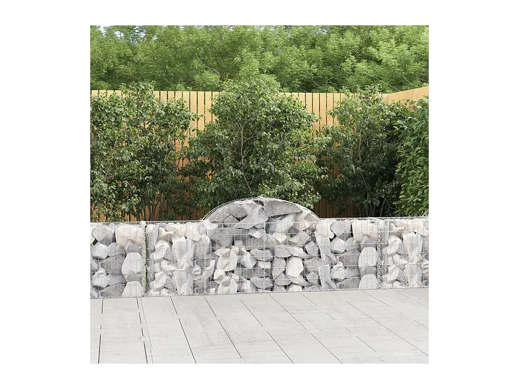 Paniers à gabions arqués 2 pcs 200x30x60/80 cm Fer galvanisé WVGQ9154