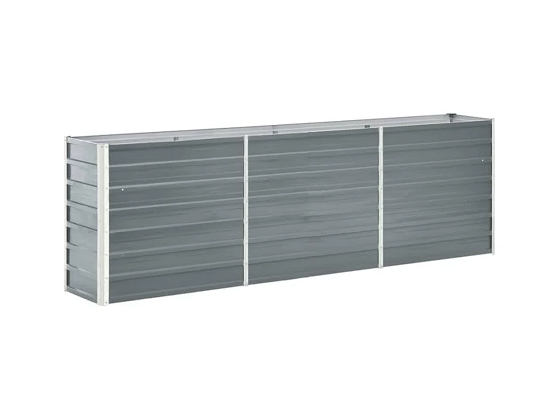 Jardinera de jardín de acero galvanizado gris 240x40x77 cm ES32468