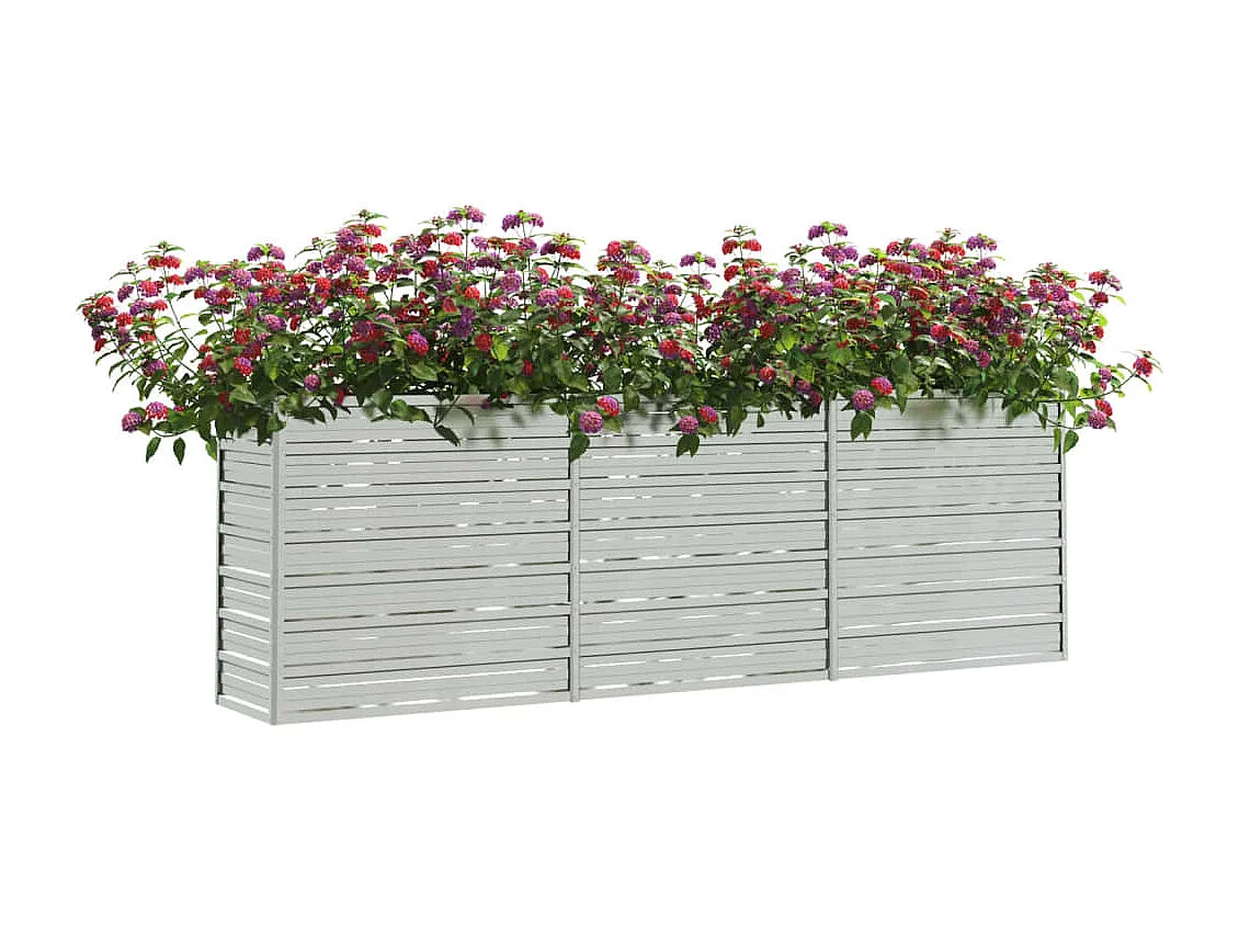 Jardinera de acero galvanizado plateado 240x40x77 cm ES41502