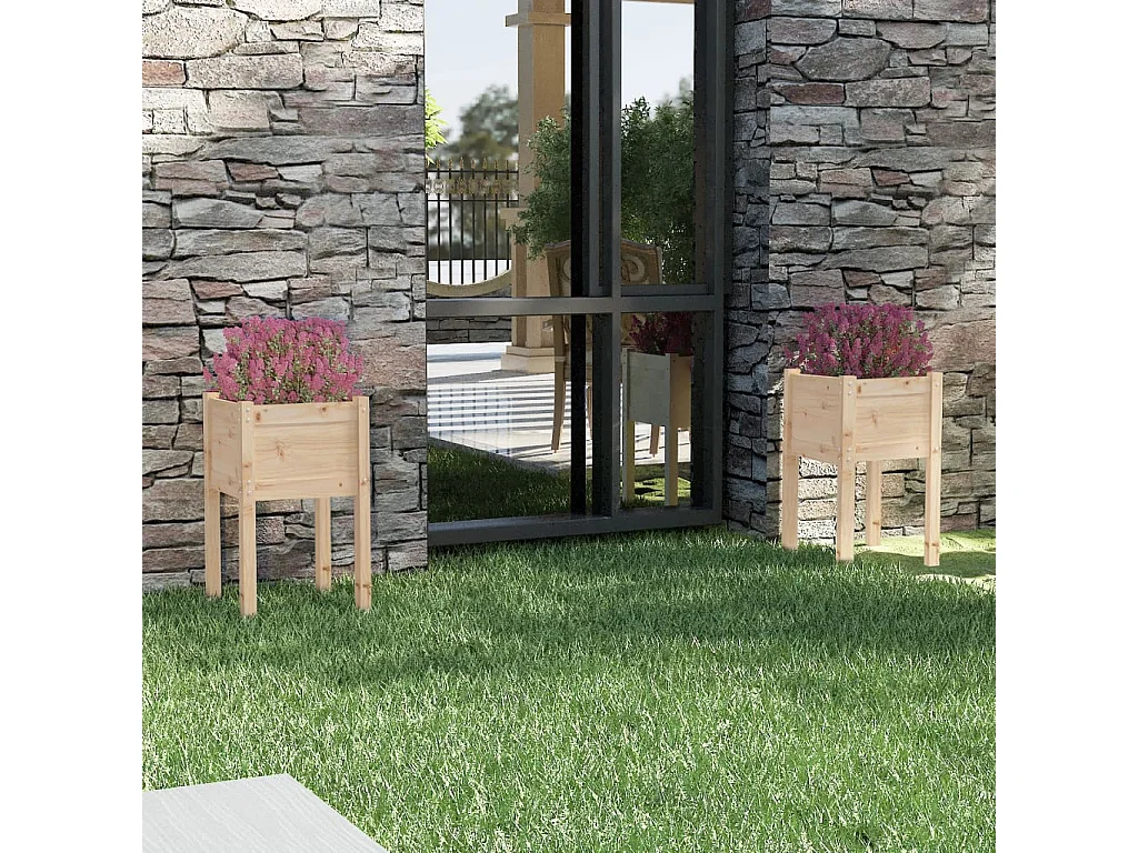 Vasos/floreiras de jardim 2 pcs 40x40x70 cm cm pinho maciço PT969573