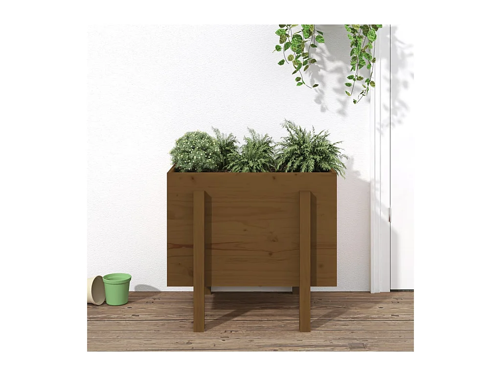 810552 Plantenbak 62x50x57 cm massief grenenhout honingbruin NL306755