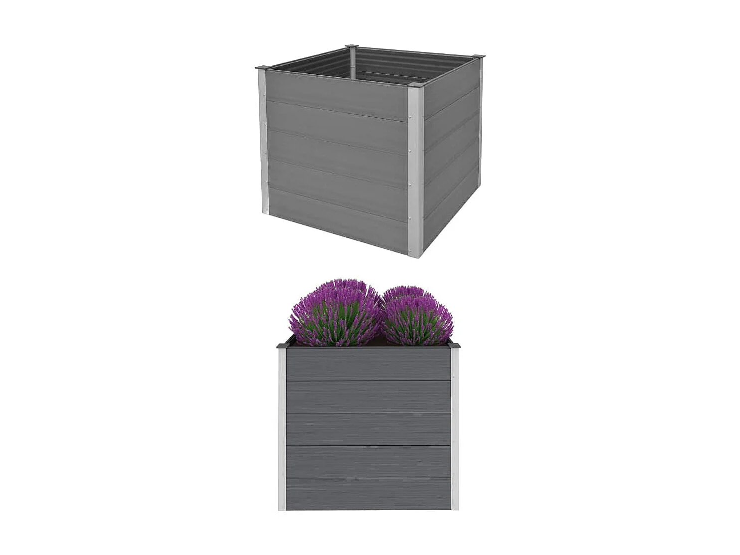 Canteiro elevado para jardim WPC 100x100x91 cm cinzento PT449547
