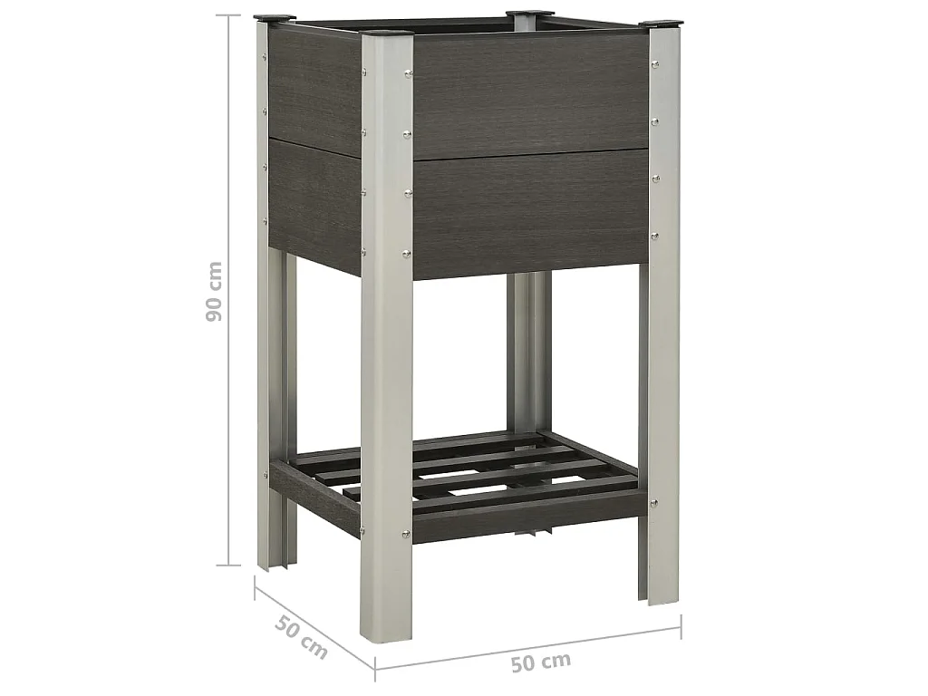 Mesa de cultivo para jardín con estante WPC gris 50x50x90 cm ES62241