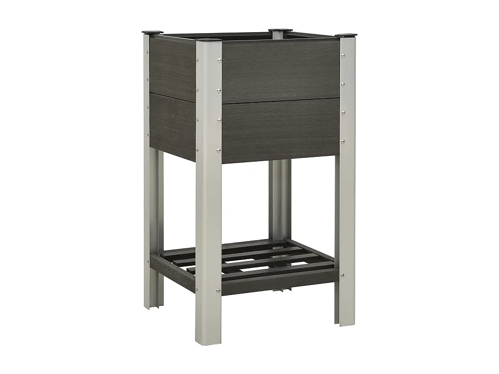 Mesa de cultivo para jardín con estante WPC gris 50x50x90 cm ES62241