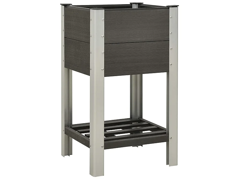Mesa de cultivo para jardín con estante WPC gris 50x50x90 cm ES62241
