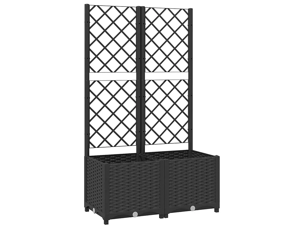 Plantenbak met latwerk 80x40x136 cm polypropeen zwart