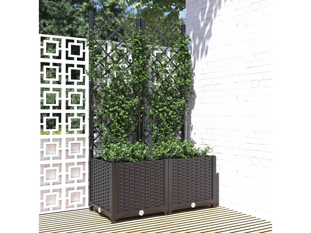 Jardinière avec treillis Noir 80x40x136 cm PP BE8810