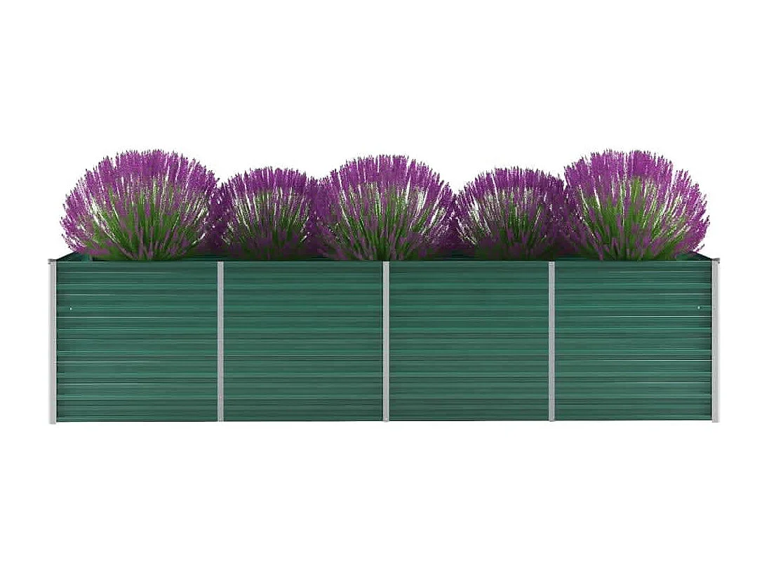 Jardinera de jardín de acero galvanizado verde 320x80x77 cm ES78969