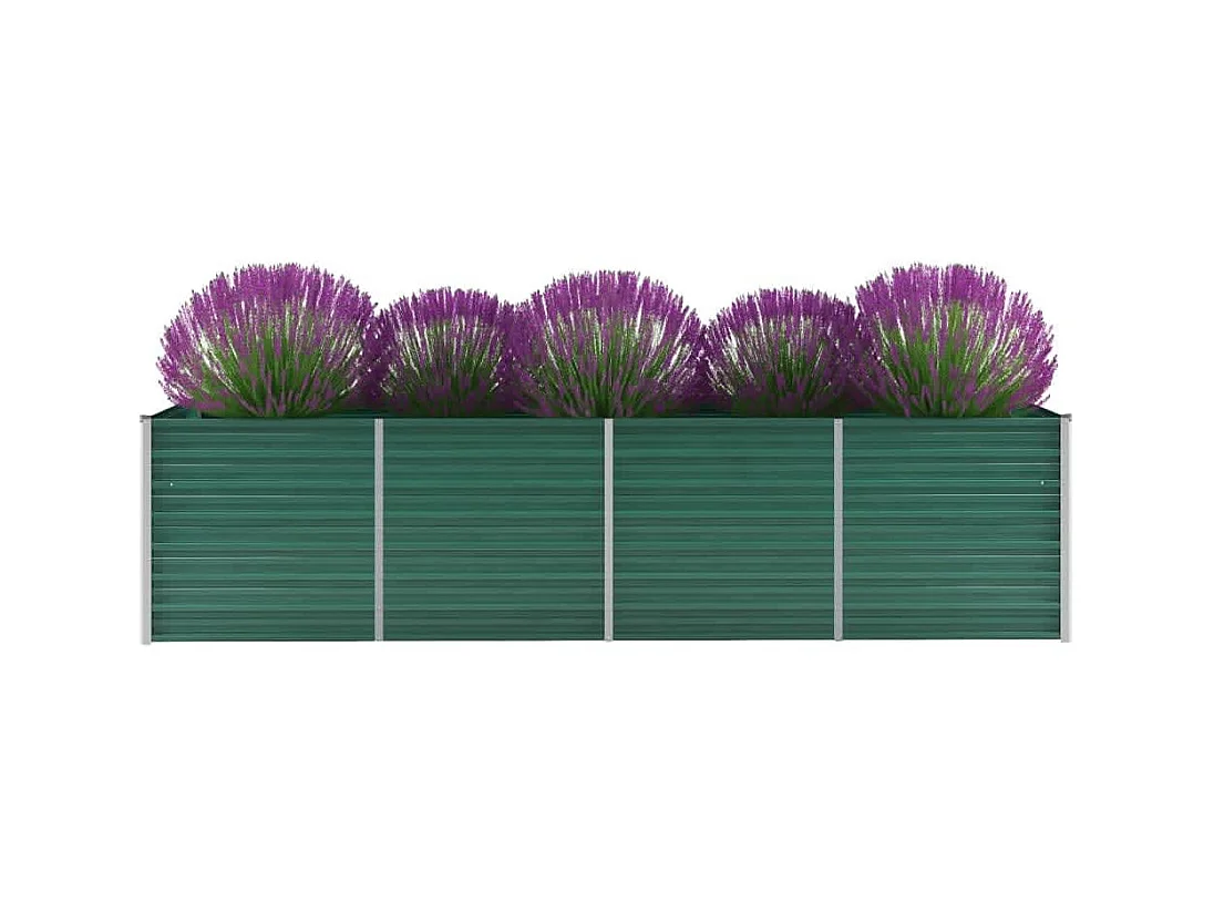 Jardinera de jardín de acero galvanizado verde 320x80x77 cm ES78969