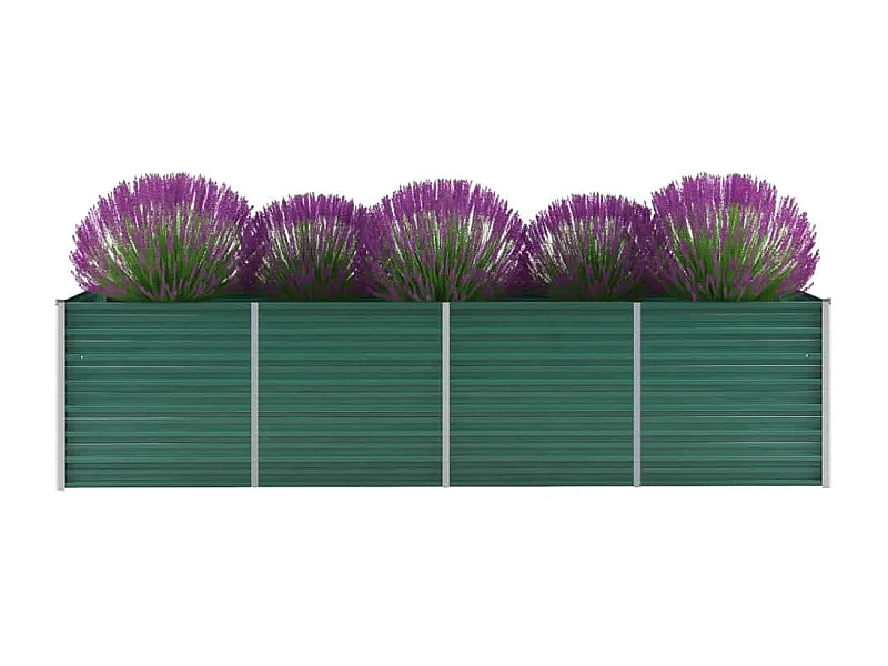 Jardinera de jardín de acero galvanizado verde 320x80x77 cm ES78969