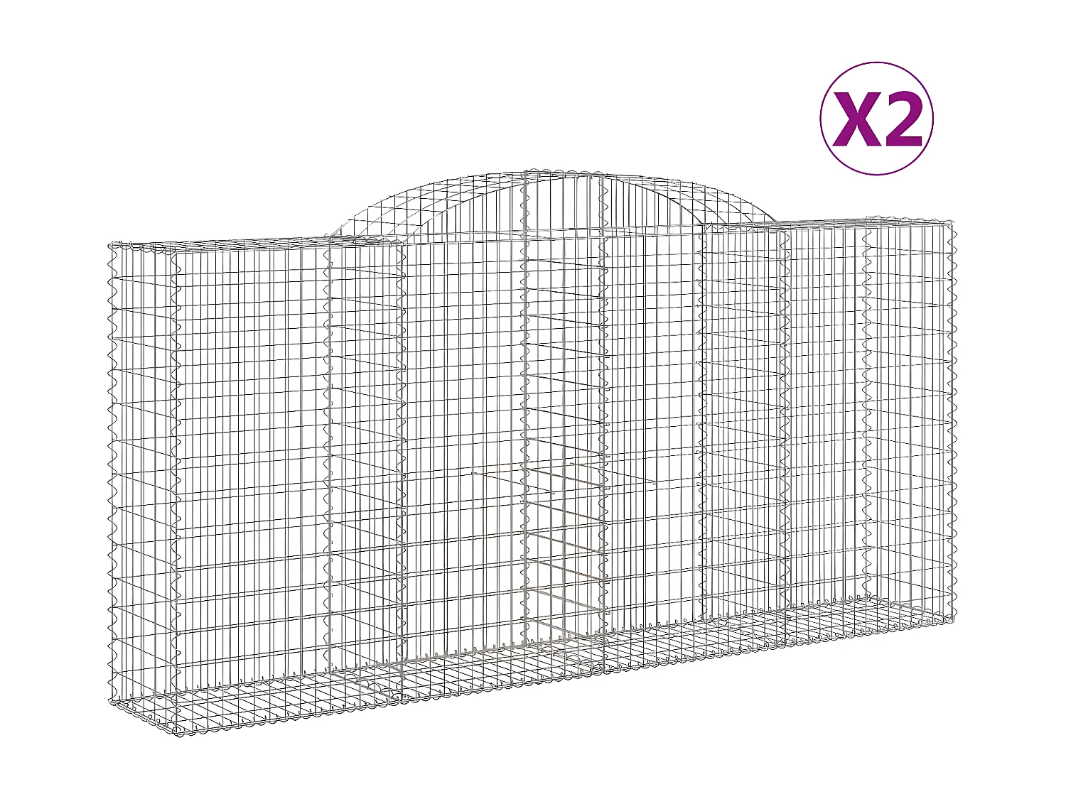 Cestos gabião arqueados 2pcs 300x50x140/160cm ferro galvanizado PT875394