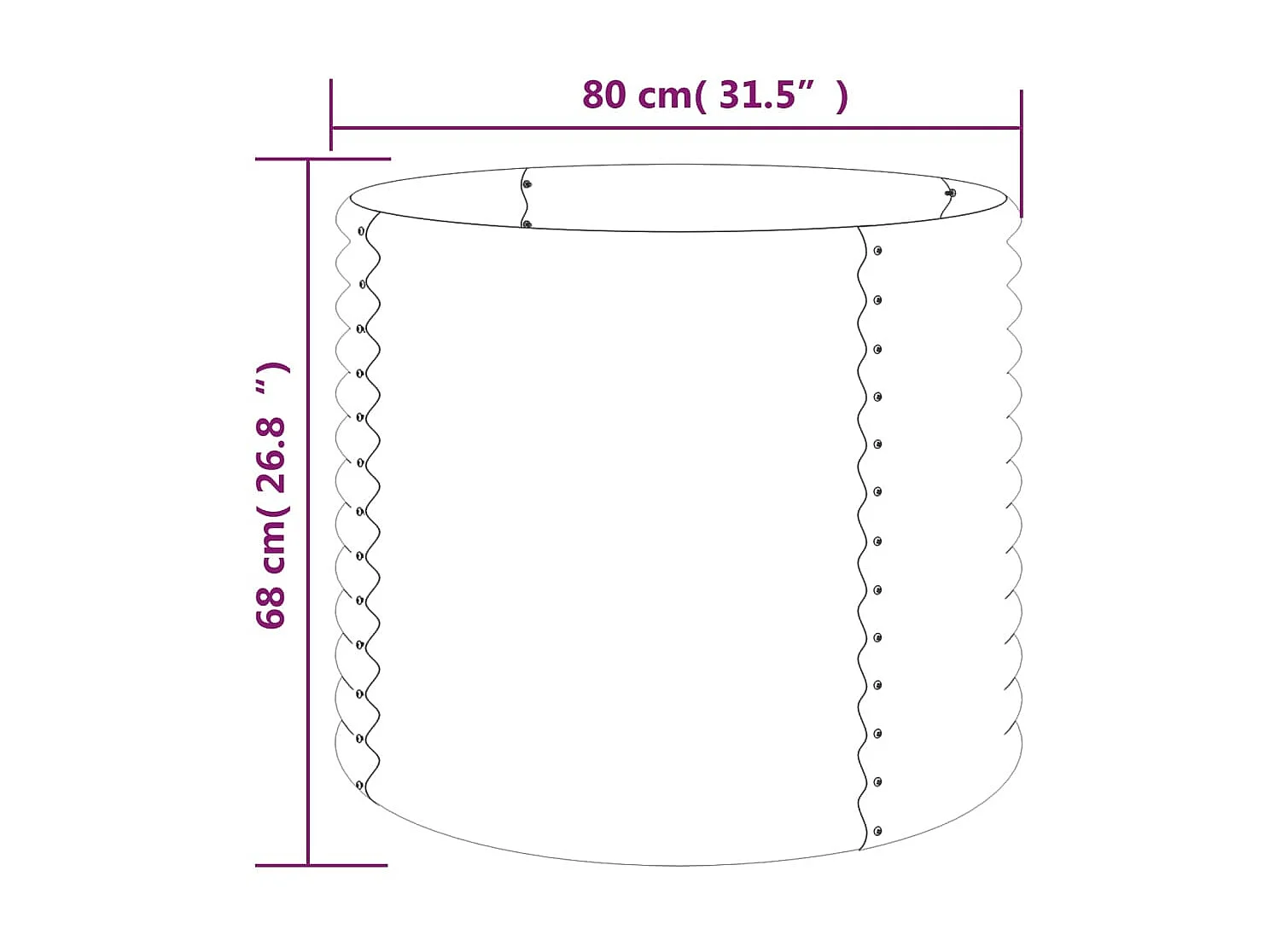 Plantenbak 80x80x68 cm gepoedercoat staal antracietkleurig NL455879