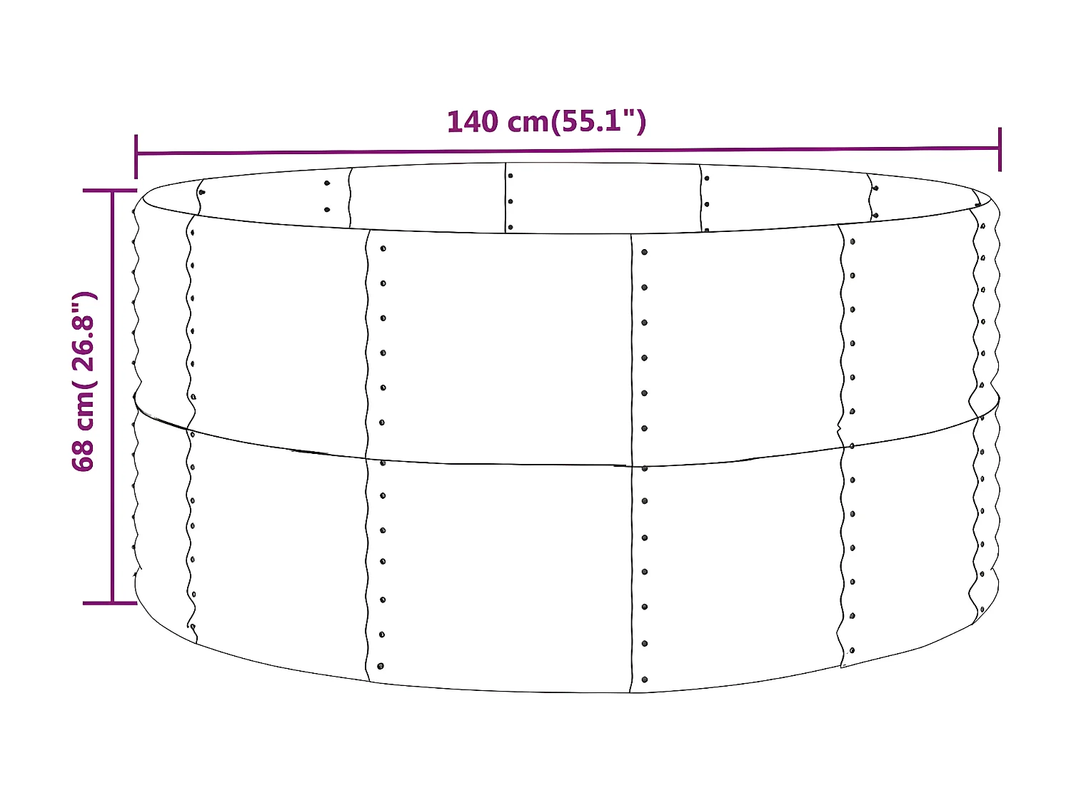 Canteiro elevado jardim 140x140x68 aço revestido a pó cinzento PT886250
