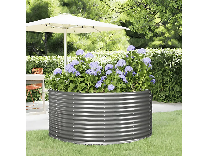 Jardinera acero con recubrimiento en polvo gris 140x140x68 cm ES60376