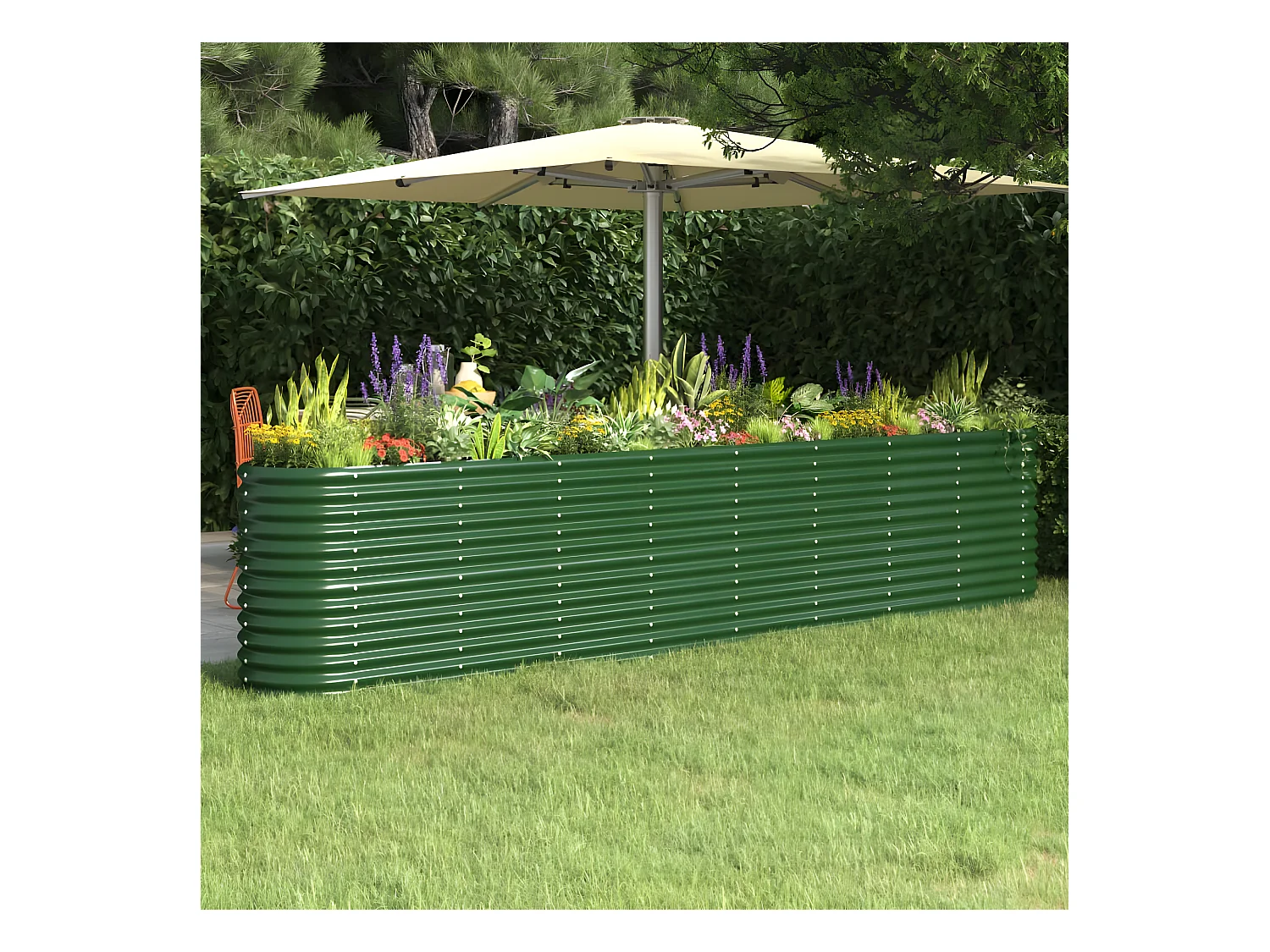 Jardinière Lit surélevé de jardin Acier enduit de poudre 332x40x68 cm Vert BE6891