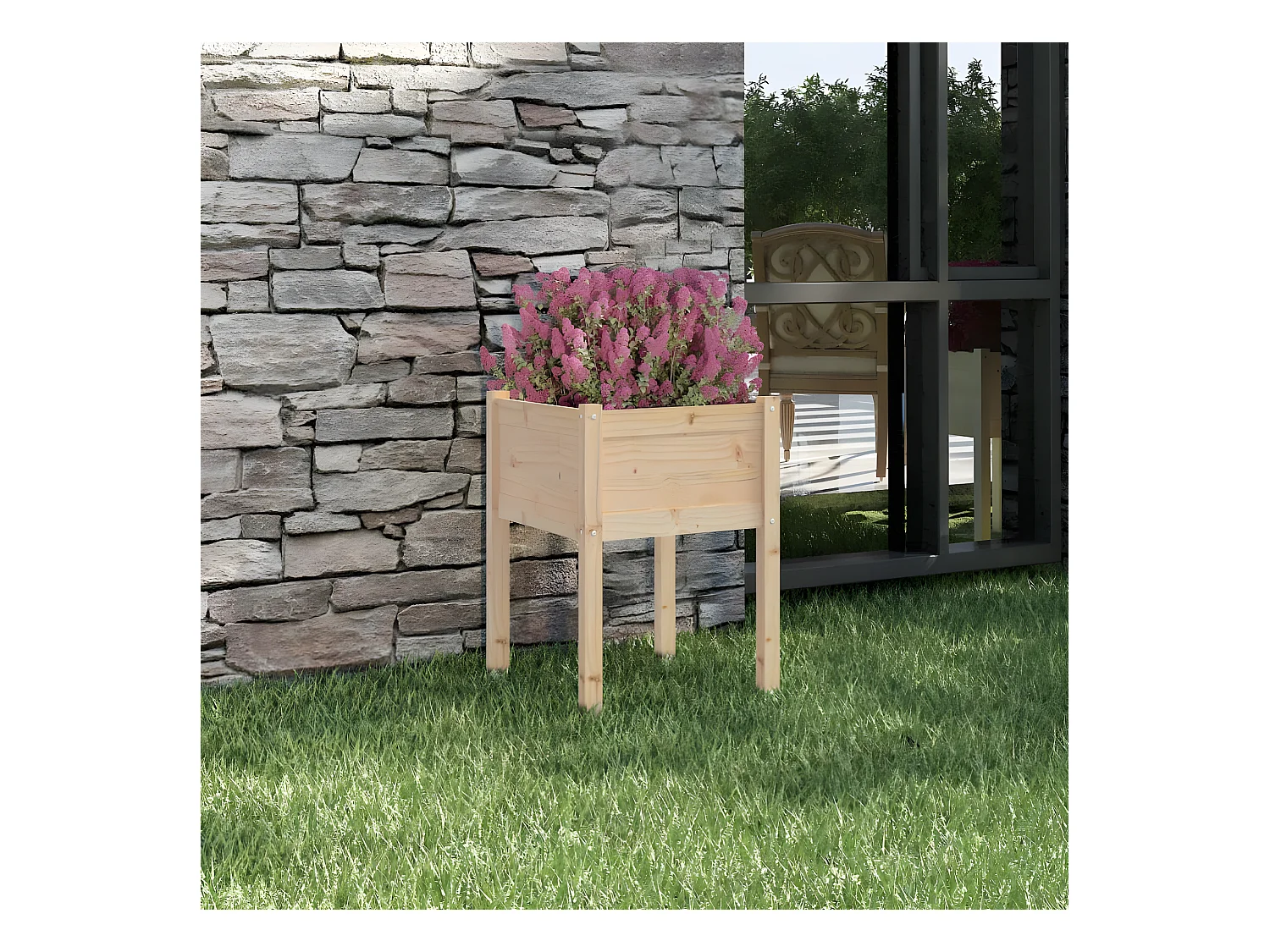 Jardinière d'extérieur 50x50x70 cm bois de pin massif BE9903