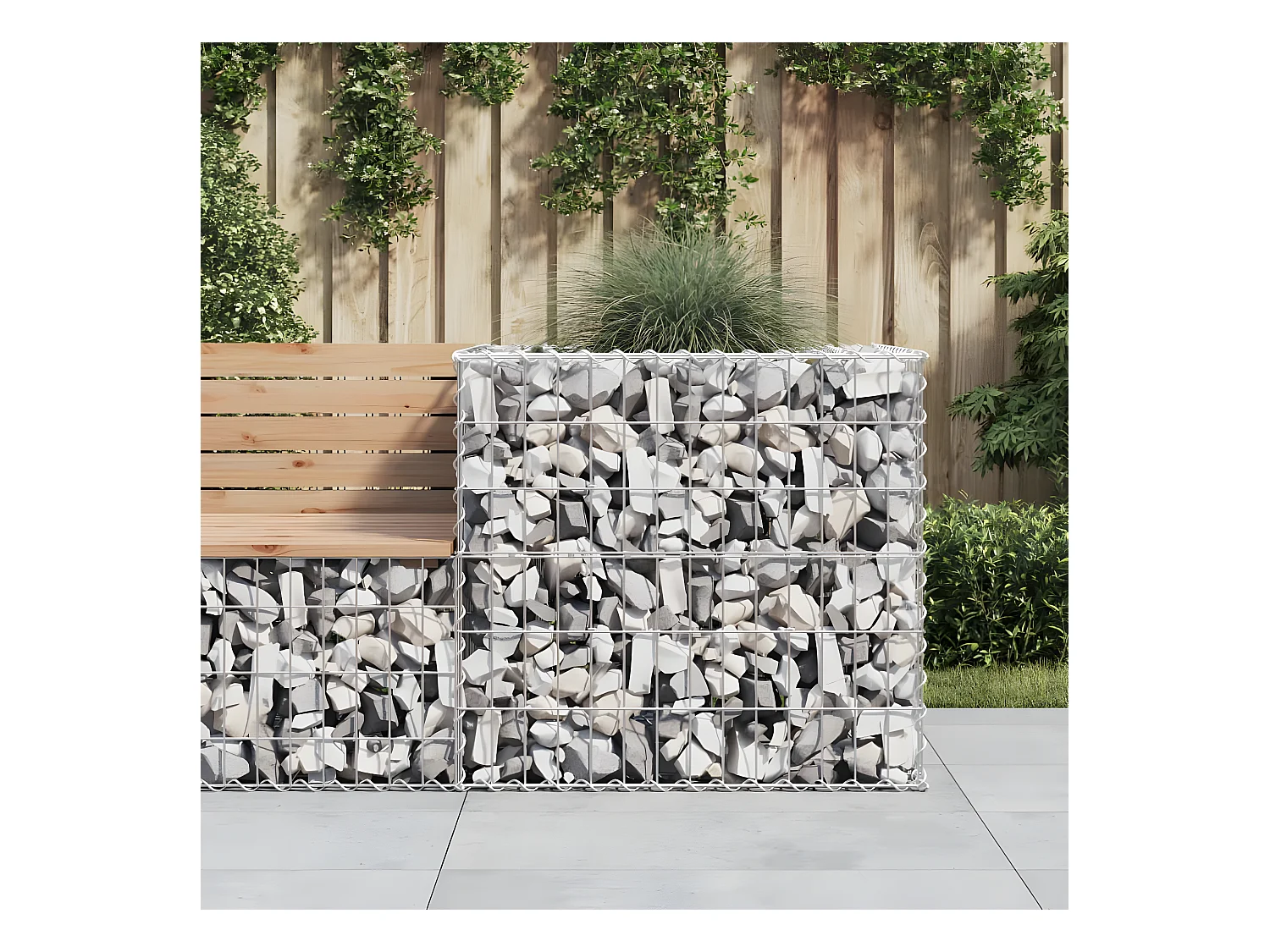 Cesta de gaviones hierro galvanizado color plateado 70x70x65 cm ES71276
