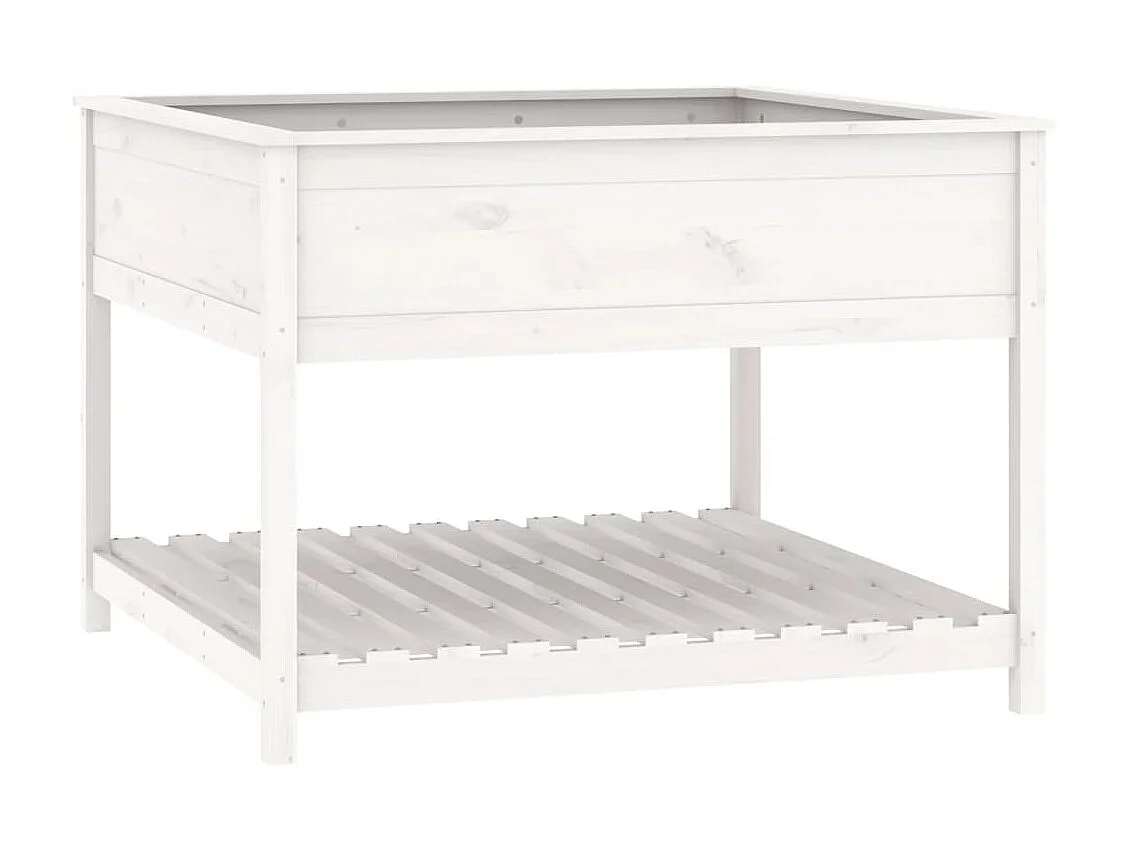 Jardinière et étagère Blanc 111,5x111,5x81cm Bois massif de pin BE1464