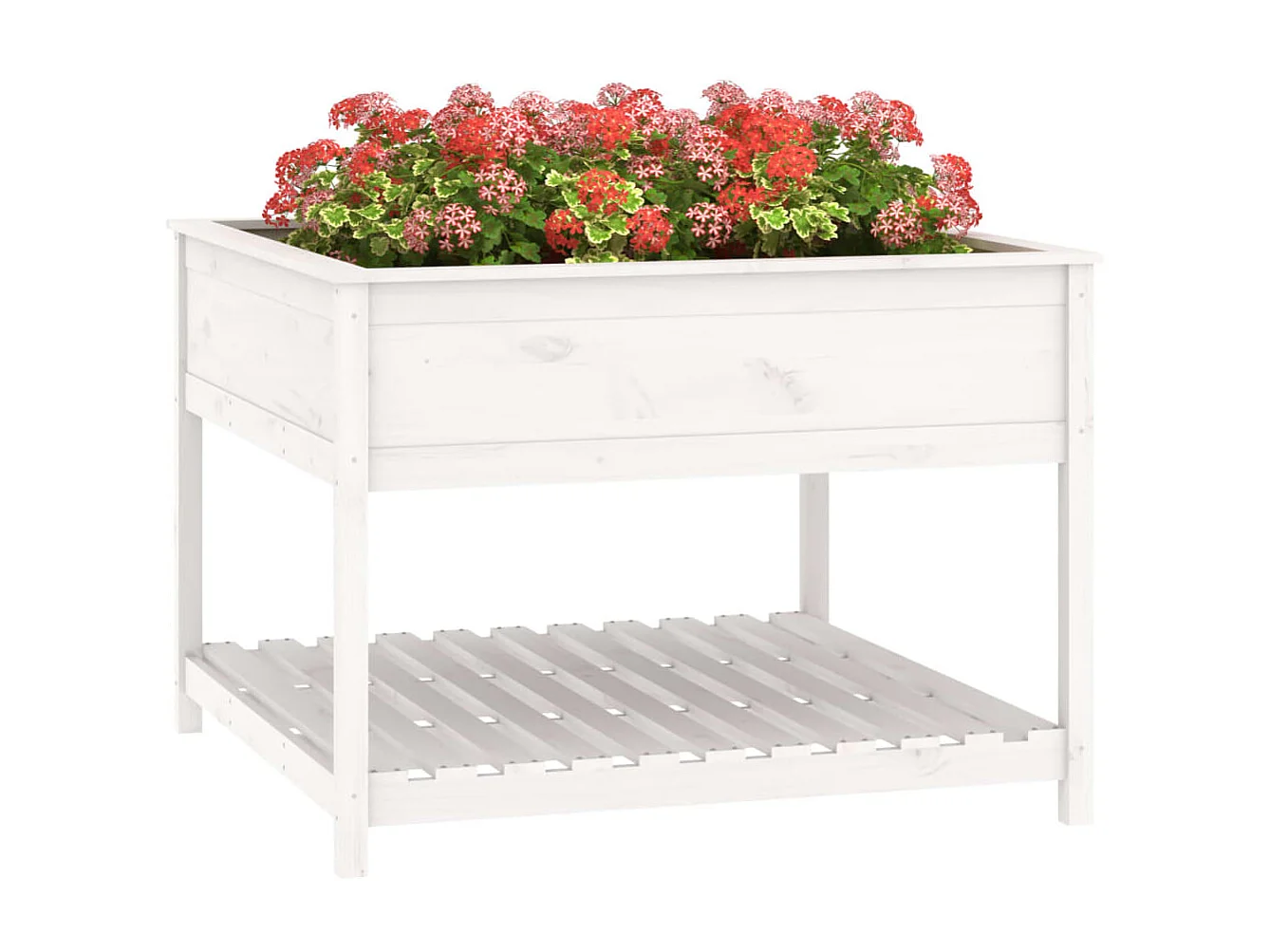 Jardinière et étagère Blanc 111,5x111,5x81cm Bois massif de pin BE1464