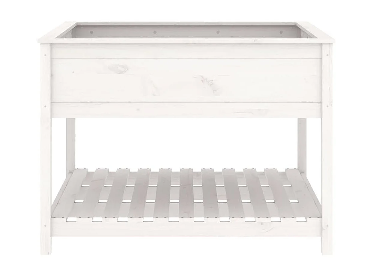 Jardinière et étagère Blanc 111,5x111,5x81cm Bois massif de pin BE1464